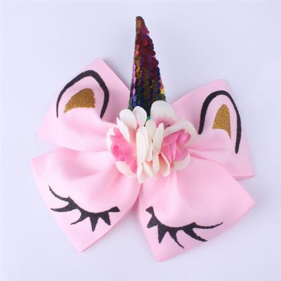 China Unicorn Sequin Hair Jewelry Baby Bow Hairpin Flower Head Jewelry Hairpin Custom Wholesale Smart Casual Children for sale