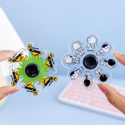 China 2021 New Gift Innovative Running Animation Fingertip Spinner Toy Dynamic Cartoon Character Relieve Stress Children Fingertip Spinner for sale