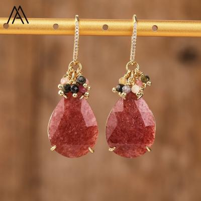 China Fashion Romantic Teardrop Earrings Jewelry, Natural Gemstone Loose Beads Drop Earring For Women Birthday Gifts for sale