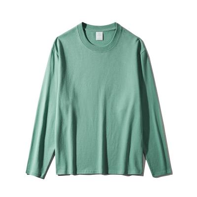 China High Quality Compressed T-shirt Casual Loose Long Sleeve Street Fashion Round Neck Garment Dyed T-shirt for sale