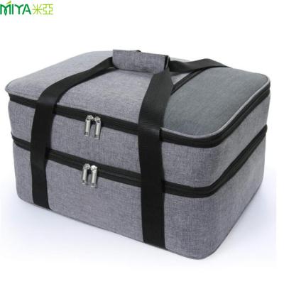 China Waterproof Newest Double Decker Casserole Carrier Thermal Lunch Bag Insulated Cooler Bag for sale