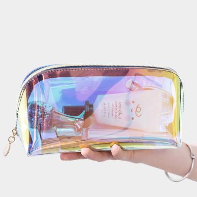 China High Quality Customized Logo Transparent Lip Shaped Cute Mini Holographic Cosmetic Bag Make Up Bags for sale