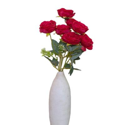 China Europe Wholesale artificial high quality 7-heads  rose for decoration for sale