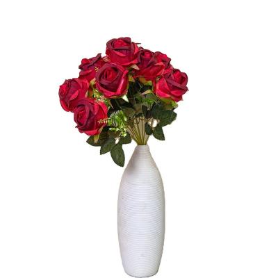 China Europe Wholesale artificial high quality 12-heads  rose for decoration for sale