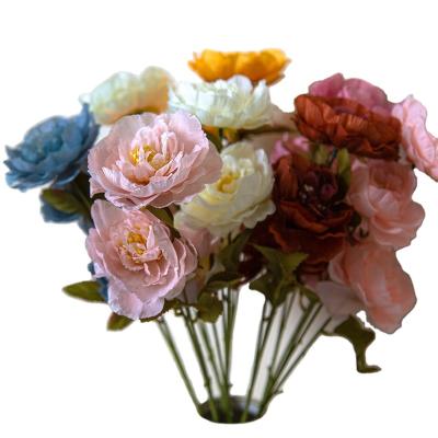 China Events Decoration artificial peony   High Quality 3 Heads Artificial Silk Peony  Flowers Bouquet Wedding  Party Home Decoration for sale