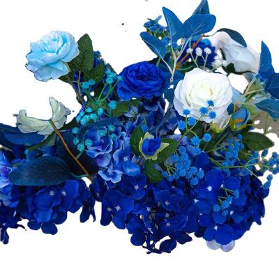 China Silk New Design blue Centerpieces White Rose Gypsophila hydrangea peony artificial flower for sale