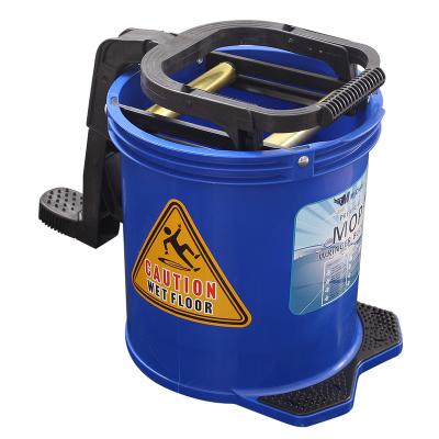 China Sustainable Cleaning Tools Supplies Wringer 16L Heavy Duty Blue Plastic Mop Bucket for sale