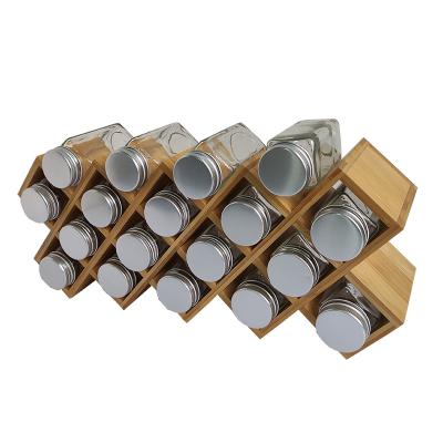 China Viable bamboo spice rack with 18 jars for sale