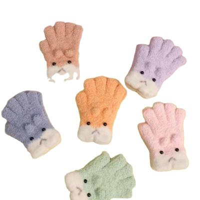 China Jacquard LIANSHOU Factory Winter Plus Shear Full Five Finger Kids Gloves And Mittens Warm And Simple Cute Rabbit Jacquard Design. for sale