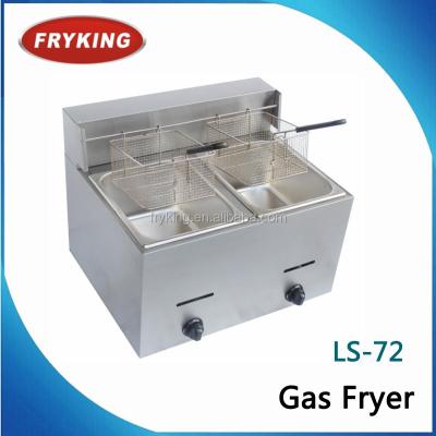 China Imported Temperature Controller CE Certification Double Basket Gas Deep Fryer for sale