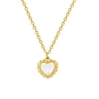 China FASHIONABLE Hot Selling Stainless Steel Gold Plated Choker Chain Decorative Shell Heart Shape Pendant Necklace for sale