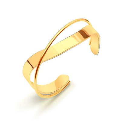 China FASHIONABLE Wrap Around Bracelets Stainless Steel Double Bangle 18k Gold Plated Bangle for sale