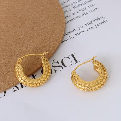 China TRENDY Personalized trendy women C shaped convex point design stainless steel hoop earrings for sale