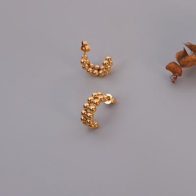 China TRENDY Exquisite fashionable double layer C shaped small seed bead splicing design women stud earring for sale