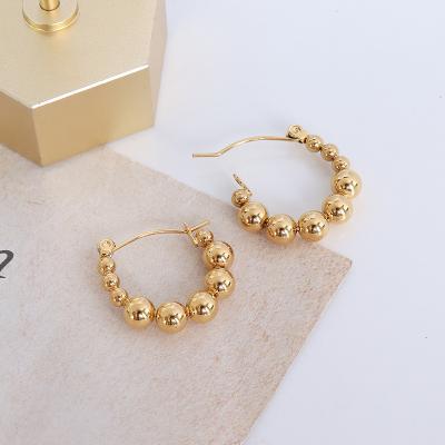 China TRENDY Fashionable simple style beaded splicing design gold plated cuff hoop earring for women for sale