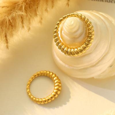 China TRENDY Cool Crescent Shape Fashion Style Spiral Ring Women's Stainless Steel Gold Plated Ring Accessories for sale