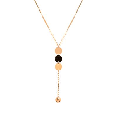 China Hops FASHIONABLE Soft Style Geometric Hip Disc Splicing Long Steel Ball Pendant Tassel Sweater Chain Necklace for sale