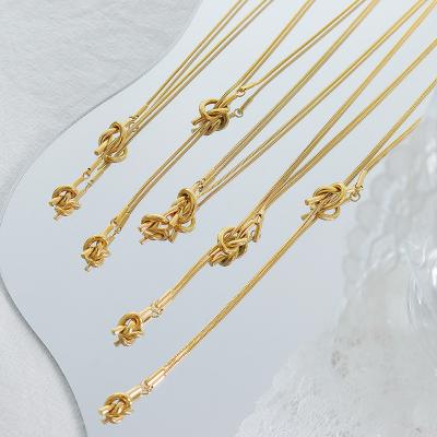 China Trendy Titanium Steel Gold Plated Knot Pendant Tassel Long Length Rope Sweater Chain Adjustable Necklace for sale