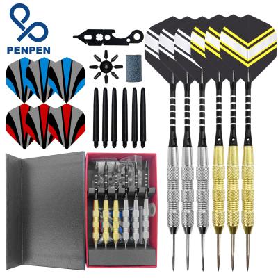 China Iron ; aluminum; PET Box 6pcs Cheap Steel Tip Darts Set 22 Grams With Non-slip Iron Barrel for sale