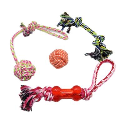 China 2021custom pack 4 to10 set Pet Toys Set Rope Toy Gift Interactive Tug Dog Viable Chew Toys For Dog Play for sale