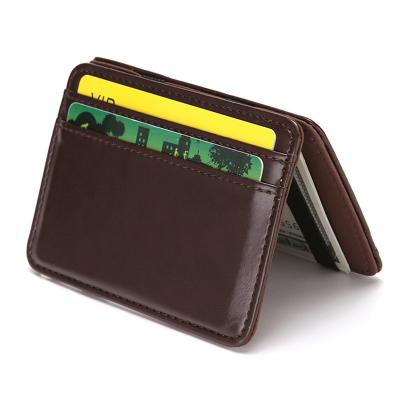 China RFID Customize Multi-Position Leather Men's Flip Slim Wallet Magic Card Holder Money PU Cradit Tower Card Holder Wallet Coin Purse for sale