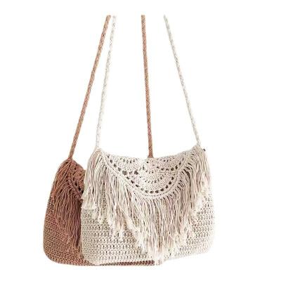 China Cluth 2022 High Quality Straw Bags Bohemia Summer Bali Shoulder Beach Tote Bag Women Handmade Woven Large With Tassel Amazon Hot Sale Purse for sale