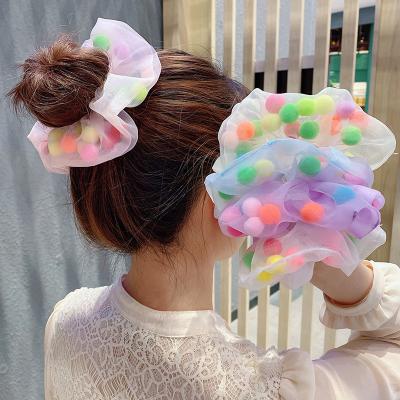 China Colorful Environmentally Friendly Oversized Elastic Hair Ties Strings Organza Hair Scrunchies Hair Ponytail Holder for sale