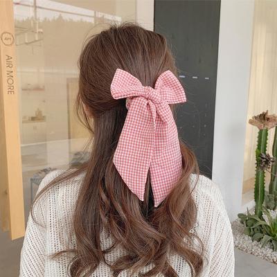 China Custom Ring Christmas Ponytail Hair Band Dot Print Bow Satin Long Hair Ribbon Hair Ties Fashion Lattice Environmentally Friendly for sale