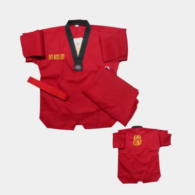 China Hotsale Comfortable Martial Arts Ribbed V Neck Red Taekwondo Uniform WTF for sale