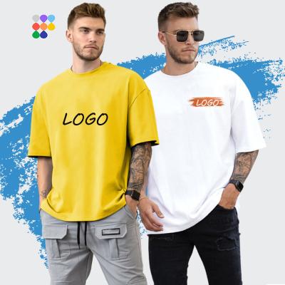 China Custom Men's Sleeve Shorts Crewneck Anti-wrinkle 2022 Solid Color Casual Street Oversized Tshirt Logo T-shirts for sale