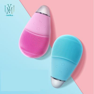 China 2023 New Design Face Scrubbers Ultrasonic Electric Double Sided Silicone Deep Clean Deep Clean Brush Pore Vibration Face Wash for sale