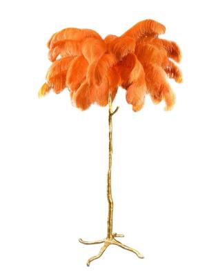 China 2021Most Modern Popular Big Beautiful Colorful Feather Copper Decor Copper Floor Lamp for sale