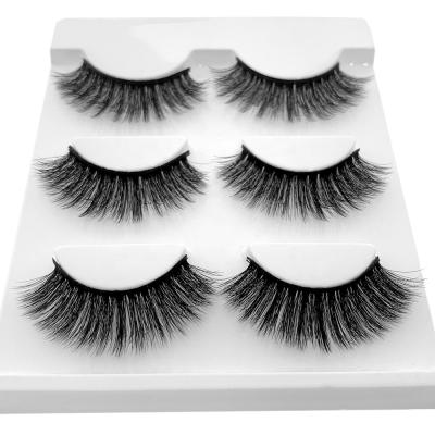 China Natural Luxury Fiber Mink False Cotton Band Eyelashes 3d False Eyelashes for sale