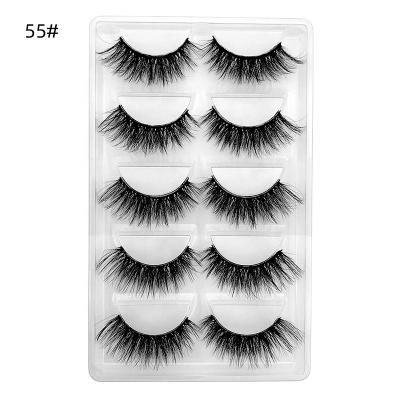 China Luxury Grade Natural 3d Lashes Mink False Eyelashes Natural 5 Pair Eyelashes Long for sale