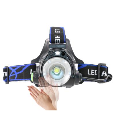 China High Power Camping Outdoor Hunting Fishing Rechargeable USB XML T6 LED Zoom Sensor Headlight for sale