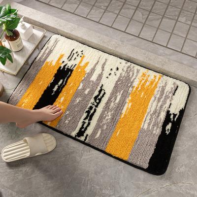 China Washable Cake 7Colour Velvet Anti-Slip Instant Absorbent Bathroom Mat Door Mat Carpet for sale