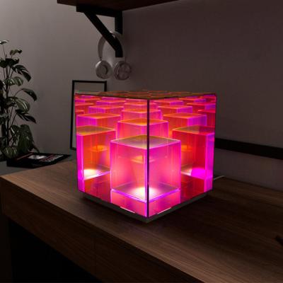 China Modern Led Decorative Portable Luxury Ice Cube Night Light Wireless Gift Ignition Box Table Lamps Crystals for sale