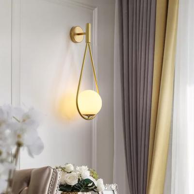 China Wall lamp luxury contemporary nordic decoration wall white wall lamp gold or low black or transparent color modern glass ball for sale