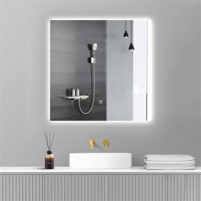 China IP44 Rating Bright Cheap Hotel Led Wall Mirrors Bath Mirrors Frameless Bathroom Lighted Rectangle Glass Touch Switch Modern 3000K-6000K for sale