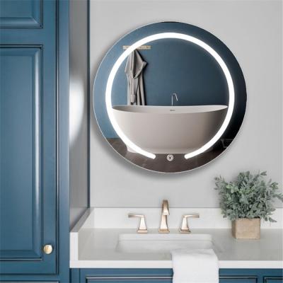 China Customized Frameless Enlarging Height Backlit Led Lighted Wall Mounted Mirror Defogger Led Round Bathroom Mirror for sale