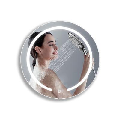 China Custom Large Size Wall Mounted Magnifying Vanity Mirror Hotel Round Led Touch Switch Mirror Luxury Bathroom Smart Led Mirror for sale