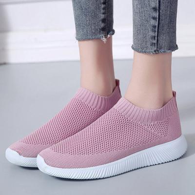 China Durable Plus Size 43 Casual Flat Knit Sock Running Shoes Slip On Fashion Ladies Women Sneakers for sale