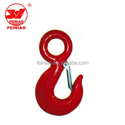 China Red Powder Painted Alloy Steel S320 Alloy Steel Drop Forged Lifting Eye Hook With Safety Latch for sale