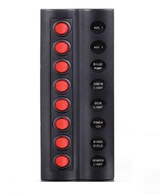 China ALLOY Boat Marine Splashproof Switch Panel 8 Strip Circuit Breaker LED Indicator Rocker for sale