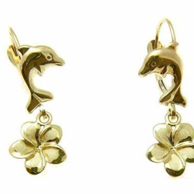 China Long Fashion 925 Sterling Silver Hawaiian Jewelry Dolphin CLASSIC Plumeria Earrings for sale