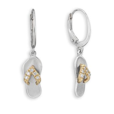 China Hawaiian Sterling Silver Earrings Factory Wholesale Double Color Plated Hawaiian Sea Slipper Hook Earrings 925 Sterling Silver Jewelry for sale