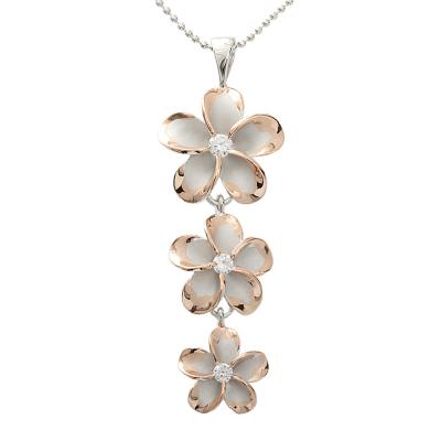 China Hawaiian Jewelry Fashion Women Jewelry 925 Sterling Silver Hawaiian Design Three Colors Of Plumeria CZ Pendants for sale