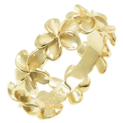 China Factory Directly 925 Yellow Gold Flower Ring Customized Hawaii Style Plumeria Silver Plated Ring CLASSIC for sale