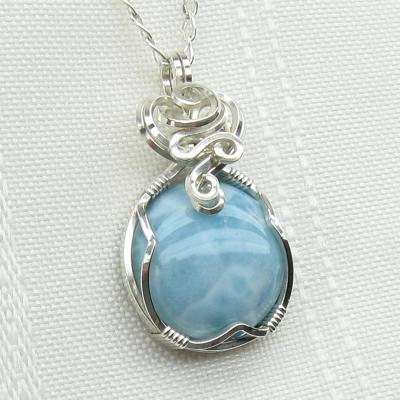 China New Design 925 Sterling Silver Delicate Larimar Pendant CLASSIC Necklace for sale