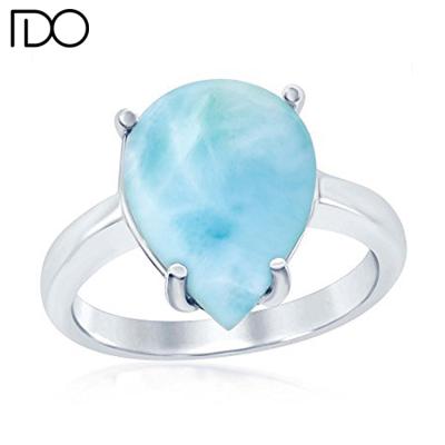 China China manufacturer supply 952 strong/friendly professional larimar ring sterling silver prong setting natural blue larimar ring for sale